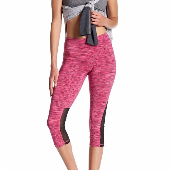 Zella Pants - Z BY ZELLA Womens Mesh Cut Out Pink Spacedye Capri Crop High Waist Leggings XS